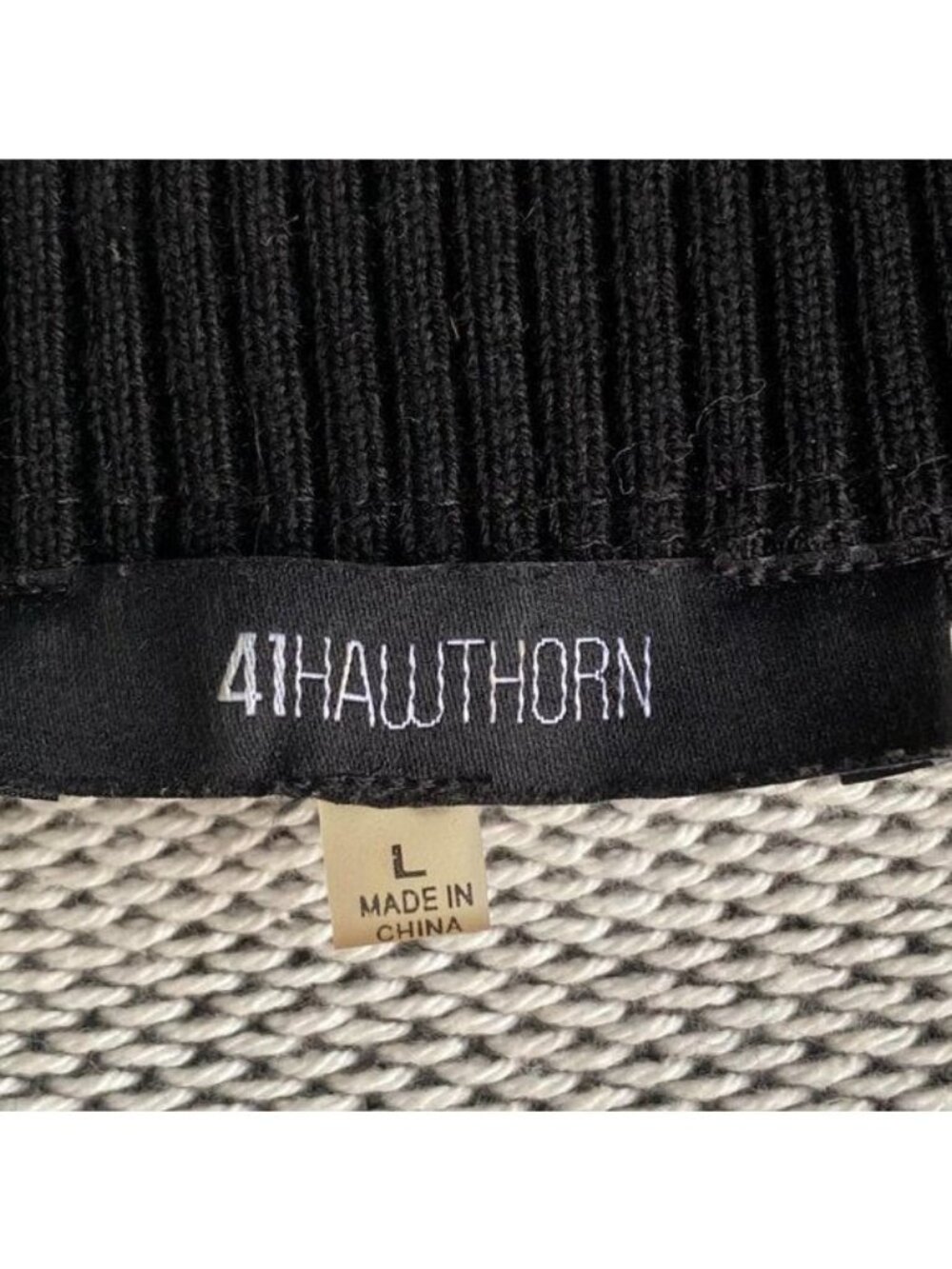 41 Hawthorn Knit Tweed Moto Jacket Size L Faux Leather Trim Gray Black Full  Zip - Picture 4 of 12